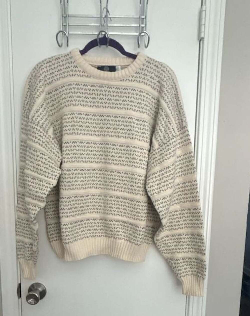 Andhurst Sweater Size XL Cream Patterned Knit Crewneck